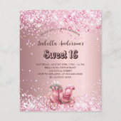 Sweet 16 roze koets uitnodiging flyer (Voorkant)