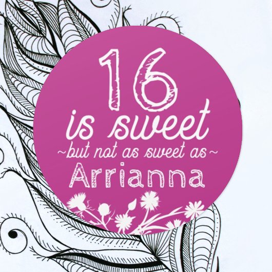 Sweet 16 Roze, Magenta, Witte Bloemen Ronde Sticker