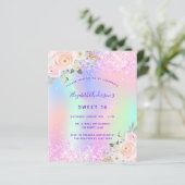 Sweet 16 roze paarse Floral invitasjon (Staand voorkant)