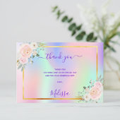 Sweet 16 roze paarse foto regenboogfloraal bedankkaart (Staand voorkant)