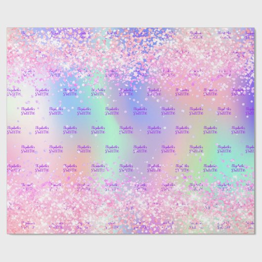 Sweet 16 roze paarse holografische kleur cadeaupapier (Vlak)