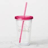 Sweet 16 Roze Parel Glitter Feest Acryl Drinkbeker (Achterkant)