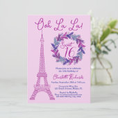Sweet 16 Roze Paris Eiffeltoren Verjaardagsfeest Kaart (Staand voorkant)
