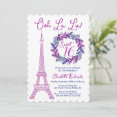 Sweet 16 Roze Paris Eiffeltoren Verjaardagsfeest Kaart (Staand voorkant)