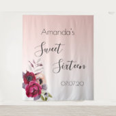 Sweet 16 roze roos goud bloemmotief wandkleed (Voorkant)