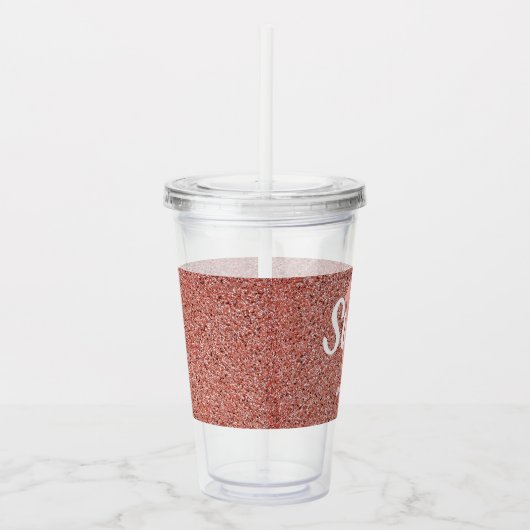 Sweet 16 Roze Rose Gold Glitter, speciaal geperson Acryl Drinkbeker (Rechts)
