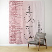 Sweet 16 Roze Roze Goud Glitter Verjaardagsfeestje Wandkleed (In situ)