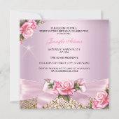 Sweet 16  roze roze roodroos Birthday Party Kaart (Achterkant)