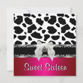 Sweet 16 Roze Silver Black White Koe Leopard 2 Kaart (Voorkant)