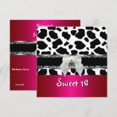 Sweet 16 Roze Silver Black White Koe Leopard Kaart (Voorkant / Achterkant)