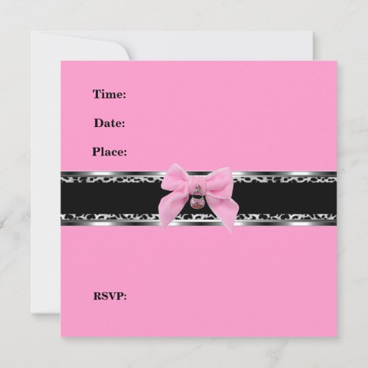 Sweet 16 Roze Silver Black Zebra Leopard Birthday Kaart (Achterkant)