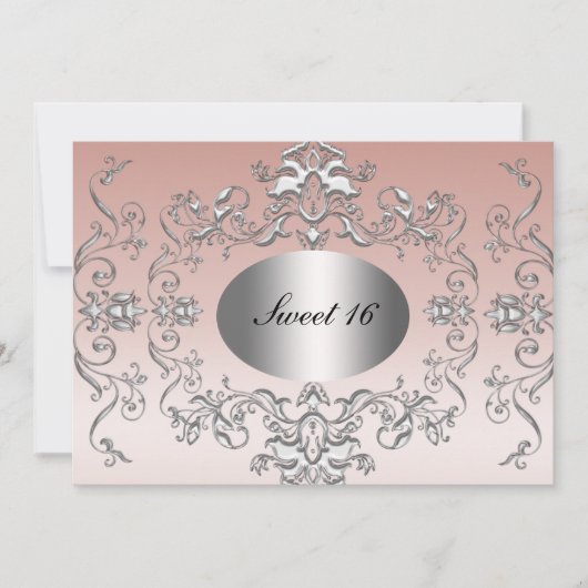 Sweet 16 Roze Silver Elegant Invitation Save The Date (Voorkant)