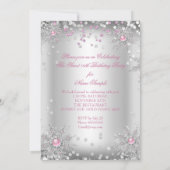 Sweet 16 Roze Snowflakes Silver Winter Wonderland Kaart (Achterkant)