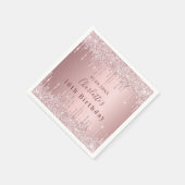 Sweet 16 roze stoffige roos glitter druppels naam servet (Hoek)