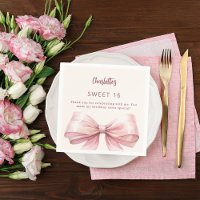 Sweet 16 roze strik crème bedankt