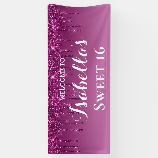 Sweet 16 | Roze strooisel Spandoek (Verticaal)