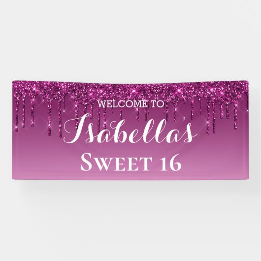 Sweet 16 | Roze strooisel Spandoek (Horizontaal)