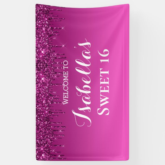 Sweet 16 | Roze strooisel Spandoek (Verticaal)