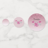 Sweet 16 Roze Verjaardag Gepersonaliseerd Confetti (Achterkanten)