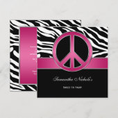 Sweet 16 Roze Vredesbord Black Zebra Kaart (Voorkant / Achterkant)
