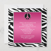 Sweet 16 Roze Vredesbord Black Zebra Kaart (Achterkant)