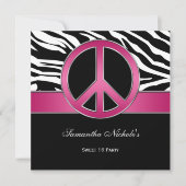 Sweet 16 Roze Vredesbord Black Zebra Kaart (Voorkant)