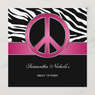 Sweet 16 Roze Vredesbord Black Zebra Kaart