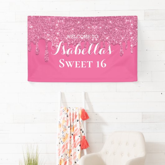 Sweet 16 | Roze vuilstottenbanner Spandoek (Insitu)