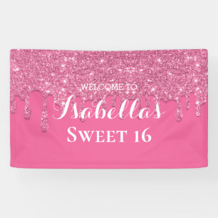 Sweet 16 Roze vuilstottenbanner Spandoek