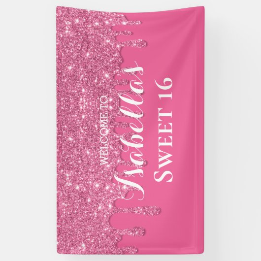 Sweet 16 | Roze vuilstottenbanner Spandoek (Verticaal)