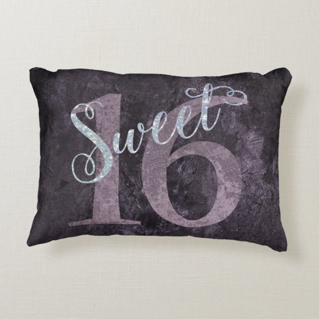 Sweet 16 | Roze Waterverf en Faux Glitter Party Accent Kussen (Achterkant)