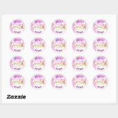 Sweet 16 Roze Waterverf Gouden Glam Script Verjaar Ronde Sticker (Vel)