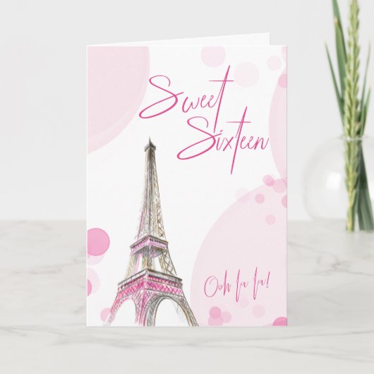 Sweet 16 Roze Wit Parijs Effiel Tower Verjaardag (Voorkant)