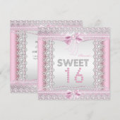 Sweet 16  roze witte parelhoenders kaart (Voorkant / Achterkant)