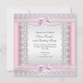 Sweet 16  roze witte parelhoenders kaart (Achterkant)