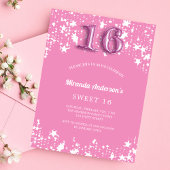 Sweet 16 roze witte sterren budget uitnodiging