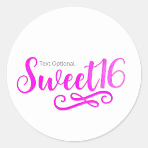 Sweet 16 Roze & Witte Verjaardagsfeest Favor Ronde Sticker