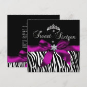 Sweet 16 Roze Zebra Black White Diamonds Kaart (Voorkant / Achterkant)