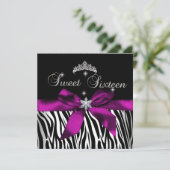 Sweet 16 Roze Zebra Black White Diamonds Kaart (Staand voorkant)