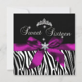 Sweet 16 Roze Zebra Black White Diamonds Kaart (Voorkant)
