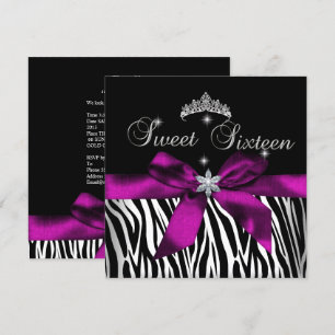 Sweet 16 Roze Zebra Black White Diamonds Kaart