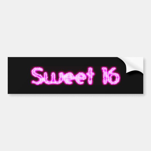 Sweet 16 Roze zwarte Bumpersticker (Voorkant)