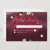 Sweet 16 RSVP Roze Bourgondië Waterverf Bloemen Kaart (Achterkant)