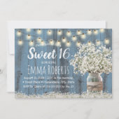 Sweet 16 Rustic Babys Breath Floral Jar Dusty Blue Kaart (Voorkant)