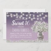 Sweet 16 Rustic Babys Breath Flowers Dusty Paars Kaart (Voorkant)