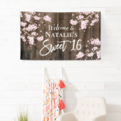 Sweet 16 Rustic Cherry Blossom Floral Barn Wood Spandoek (Insitu)
