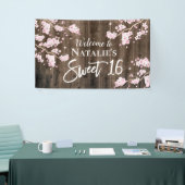 Sweet 16 Rustic Cherry Blossom Floral Barn Wood Spandoek (Beurs)