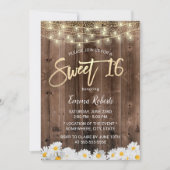 Sweet 16 Rustic Daisy Flowers Barn Wood Kaart (Voorkant)