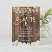 Sweet 16 Rustic Daisy Flowers Barn Wood Kaart (Staand voorkant)