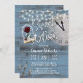 Sweet 16 Rustic Fairy Tale Dusty Blue Barn Wood Kaart (Voorkant / Achterkant)